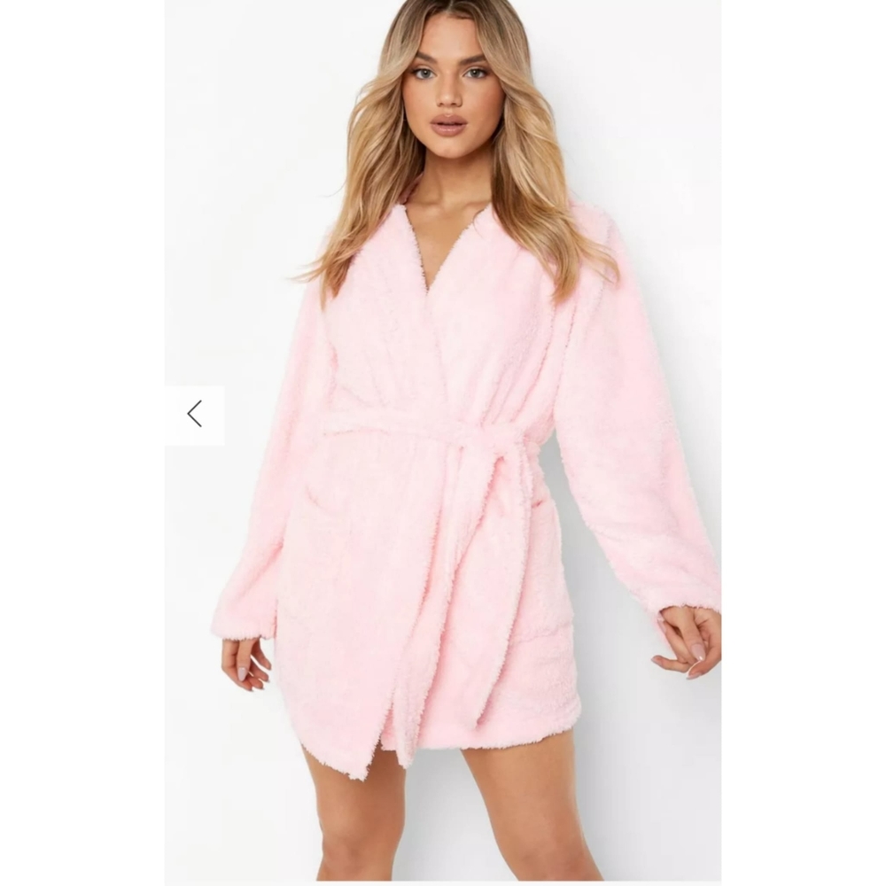 Pink fuzzy furry comfortable robe